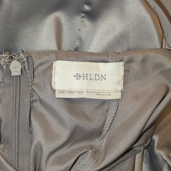 BHLDN Diana Flutter Sleeve Tie Back Maxi Bridesmaid Dress Gray Lilac Large - Picture 6 of 7